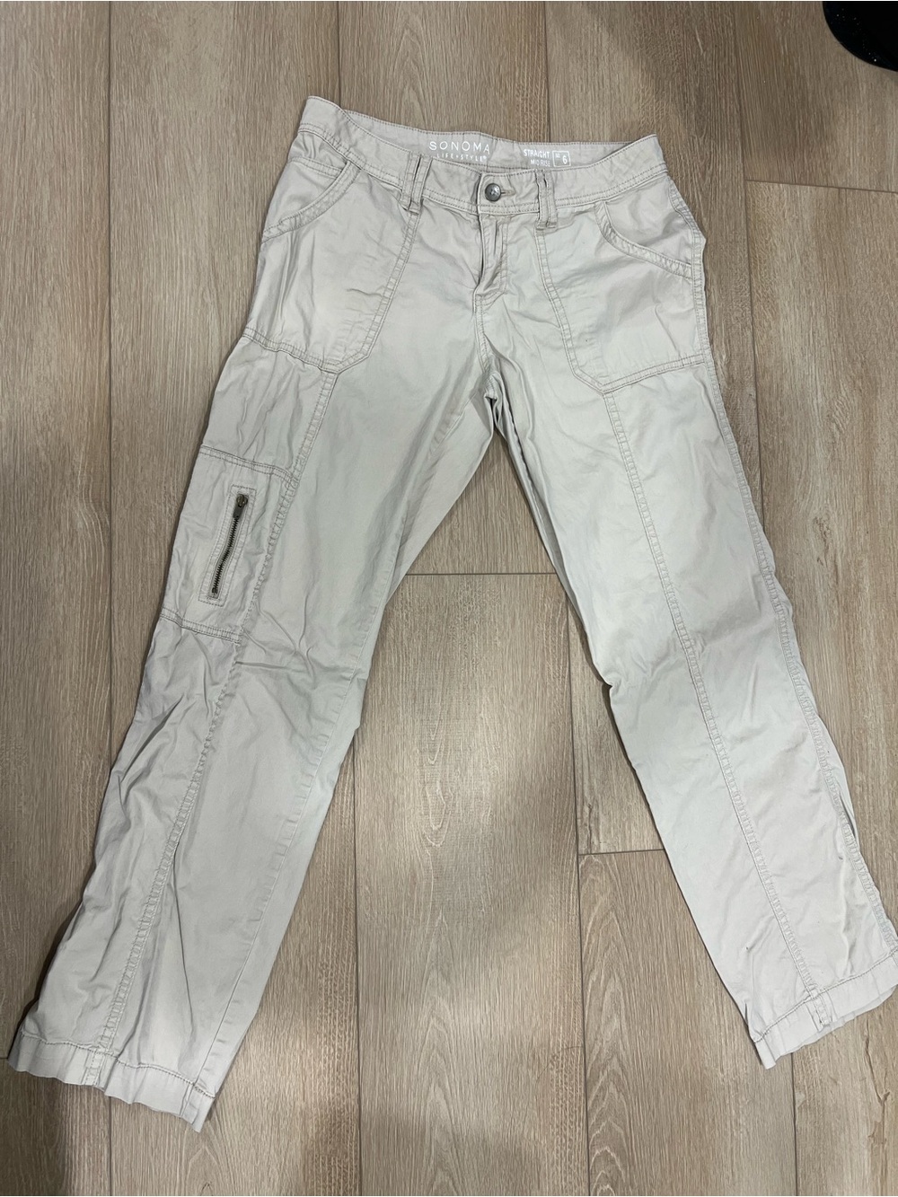Sonoma Beige Utility Cargo Pants with Side Zip Pocket